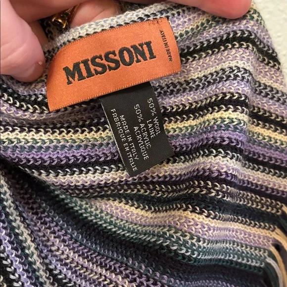 Missoni blue tone Striped Knit Scarf - Picture 2 of 5